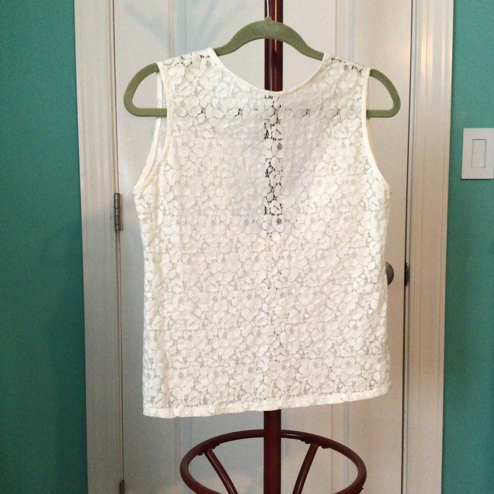 Zara, Off-white, lace sleeveless top, Sz M